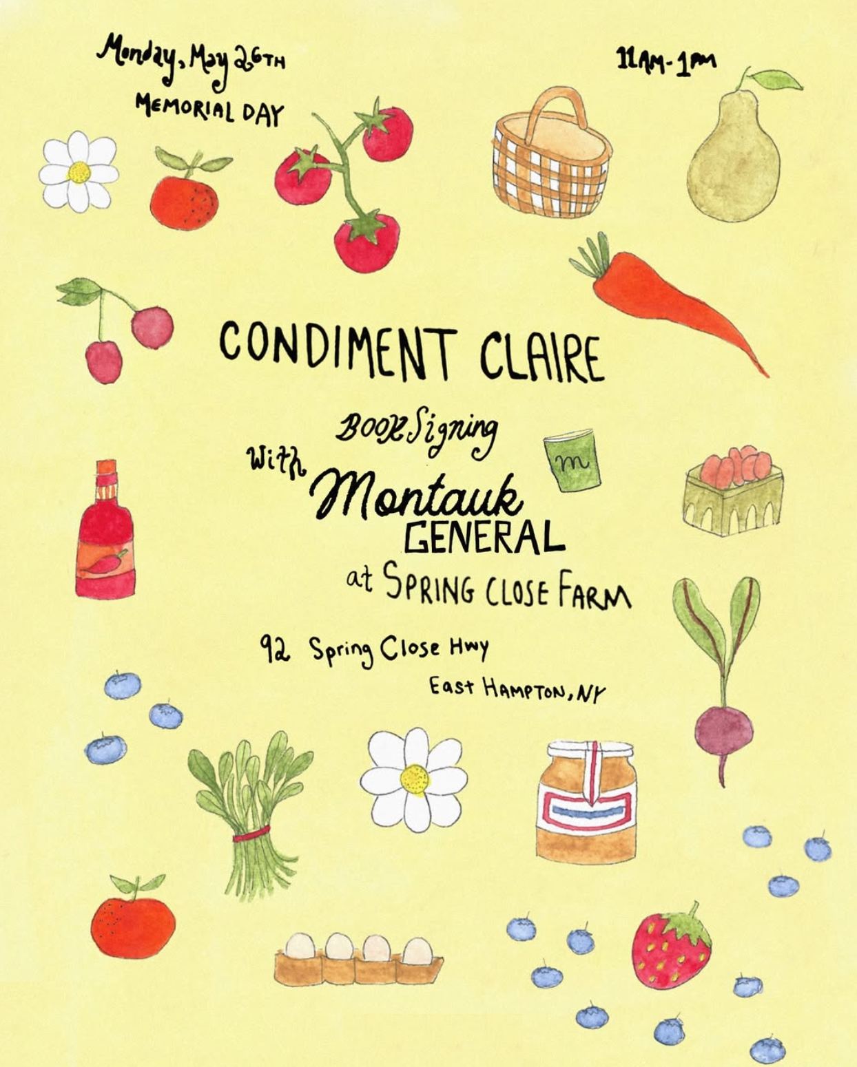 Condiment Claire book signing flyer