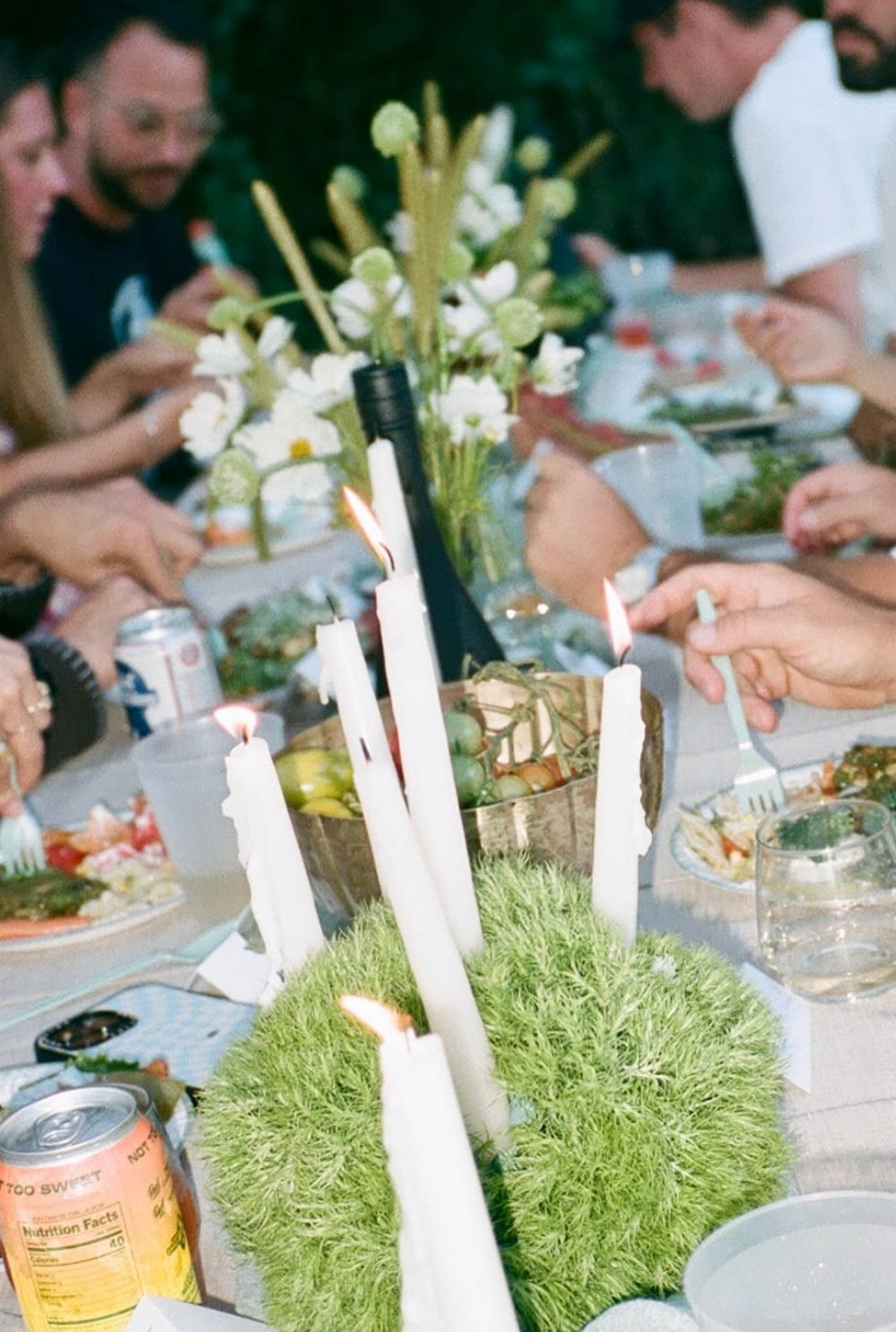 Candles down the long table