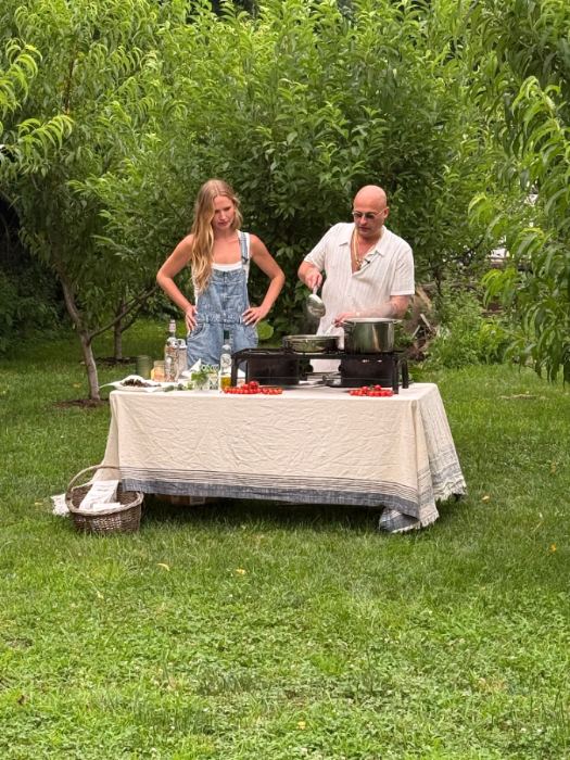 Cooking in the orchard